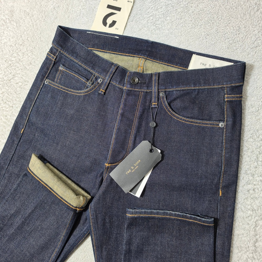 NEW! Rag & Bone Jeans Mens 32/32 Dark Indigo Porter Fit 2 Slim Stretch $198